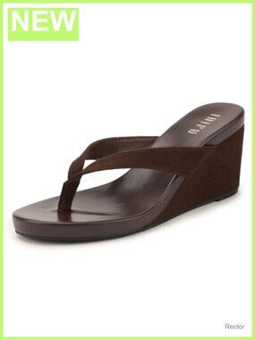 Women's Wedge Thong Flip Flops Platform Slip-On Sandals Round Toe 3.4 Inch Heel